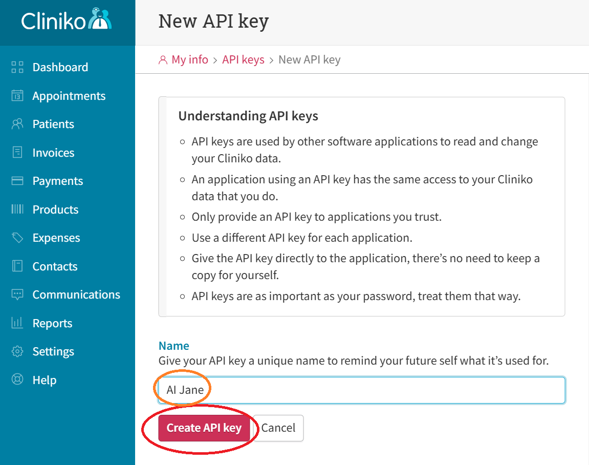 Create API Key